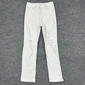 Catch Stitch White Distressed Skinny Jeans Womens 7/28 Stretch Denim Mid Rise
